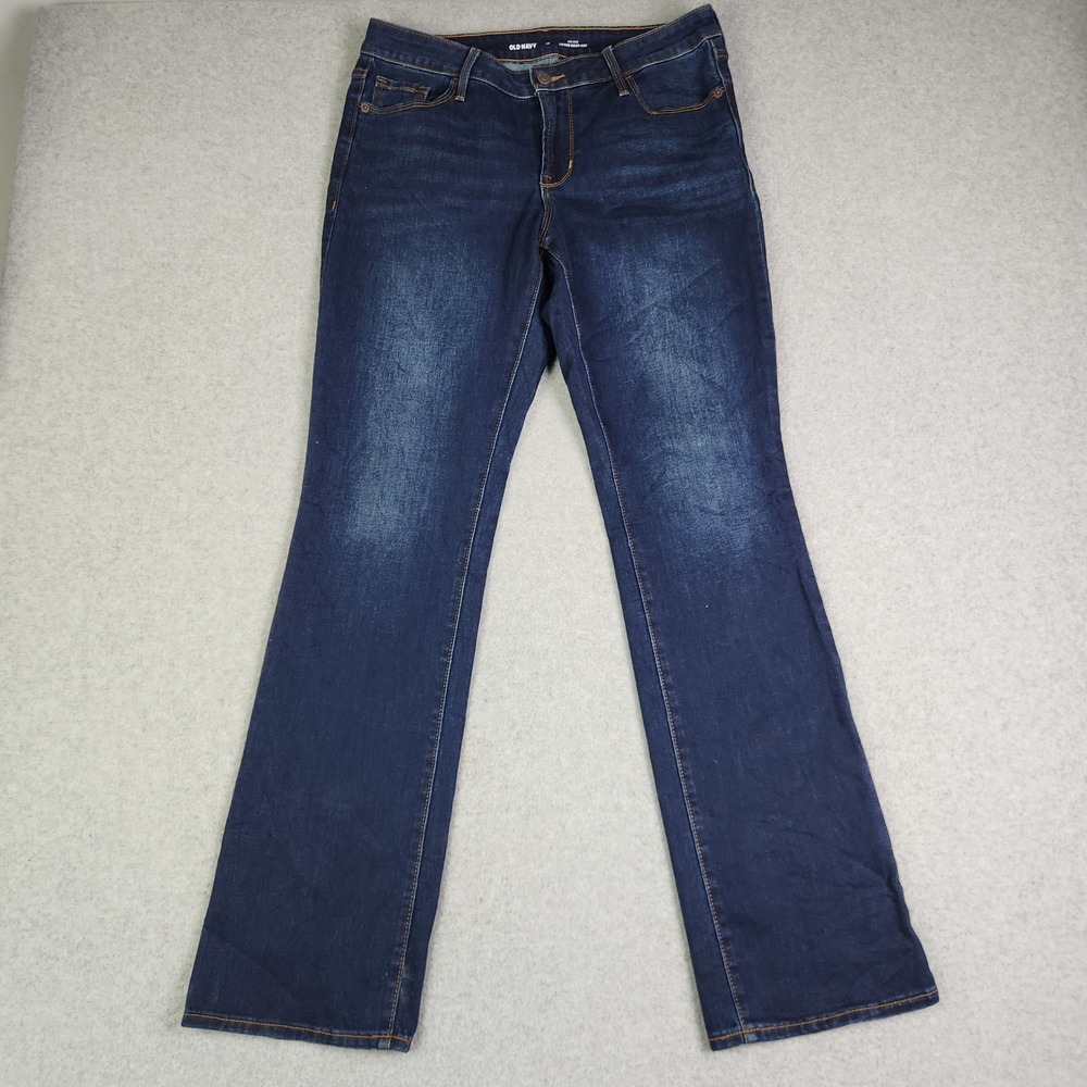 Old Navy Kicker Boot-Cut Jeans Womens 10 Blue Denim Mid-Rise Dark Wash Stretch